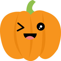 cute Halloween pumpkin face, kawaii
