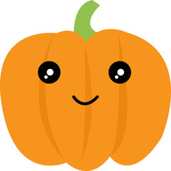 cute Halloween pumpkin face, kawaii