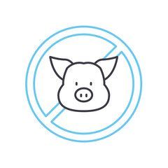 no pork meat line icon, outline symbol, vector illustration, concept sign