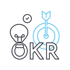 objective and key results line icon, outline symbol, vector illustration, concept sign