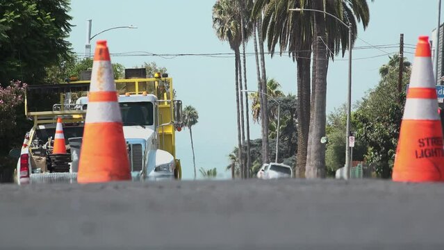 Los Angeles Heat Mirages During A Road Closure