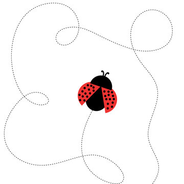 Cute ladybug or ladybird simple flat design red and black. Vector illustration isolated on white background

