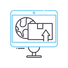 online order system line icon, outline symbol, vector illustration, concept sign