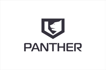 Panther head  logo design shiled defence shape icon symbol modern technology illustration