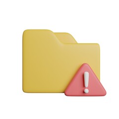 Warning Folder File Folder Warning Attention 3D Rendering Illustration