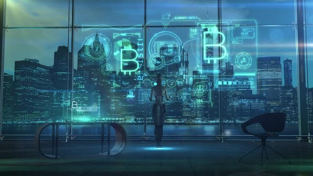 Artificial intelligence and digital currencies, 3D render