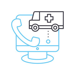 online doctor line icon, outline symbol, vector illustration, concept sign