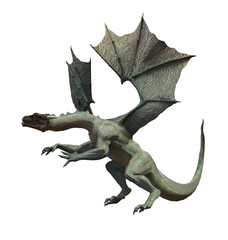 mythological dragon 3d render on white background