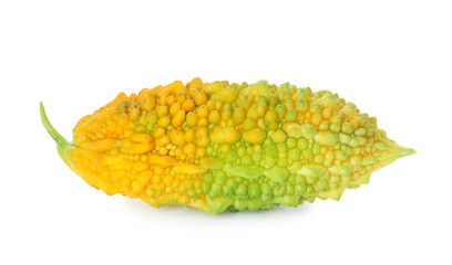 Fresh ripe bitter melon on white background