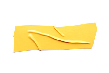Piece of yellow insulating tape isolated on white, top view