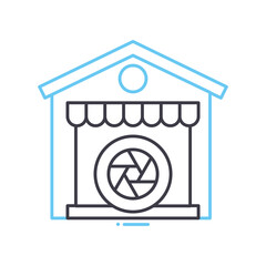 photography store line icon, outline symbol, vector illustration, concept sign