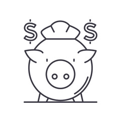 piggy bank line icon, outline symbol, vector illustration, concept sign