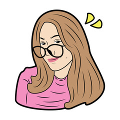vector face of woman in glasses with brown hair