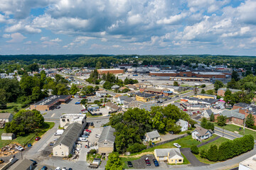 Aerial view of a mixed use neighborhood in Wilmington, New Castle County, Delaware. - obrazy, fototapety, plakaty