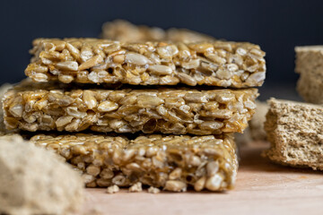 Sunflower kozinak from sunflower seeds and sugar syrup