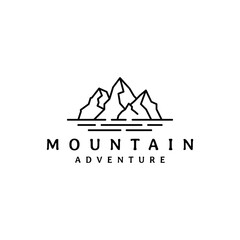 mountain with line art style logo design