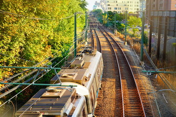 Boston, MA USA - 08 30 2022: Boston Metro electric rail road in the early morning