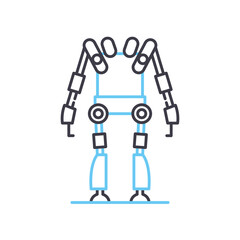 powered exoskeleton line icon, outline symbol, vector illustration, concept sign