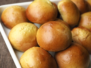 golden brown baked bread rolls