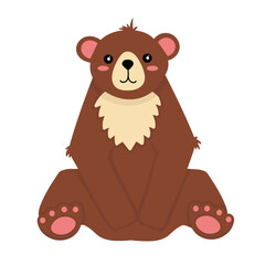 Doodle clipart. Cute cartoon brown bear. All objects are repainted.