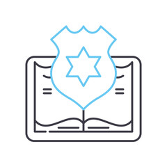 police badge line icon, outline symbol, vector illustration, concept sign