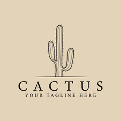 Abstract elegant cactus line logo icon vector design. Graceful lined vector sign © Sypit08