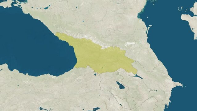 Zoom in to the map of Georgia with text, textless, and with flag
