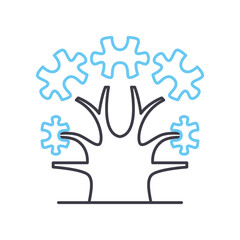 puzzle tree line icon, outline symbol, vector illustration, concept sign