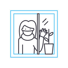 quarantine line icon, outline symbol, vector illustration, concept sign