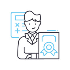 public accountant line icon, outline symbol, vector illustration, concept sign