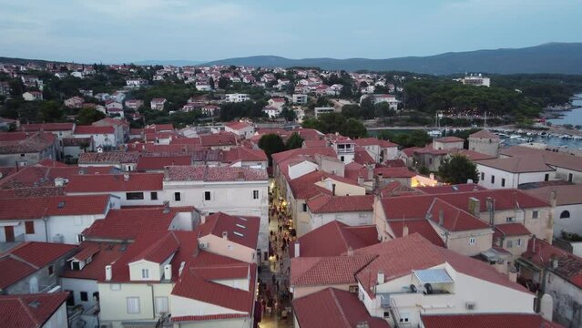 Krk, Croatia Old Town Aerial in Summer
