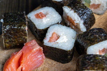 sushi with red salted fish and rice