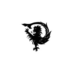Dragon art for tattoo or icon on white background