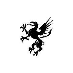 Dragon art for tattoo or icon on white background