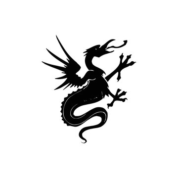 Dragon art for tattoo or icon on white background