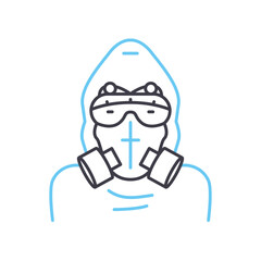 radiation warning line icon, outline symbol, vector illustration, concept sign