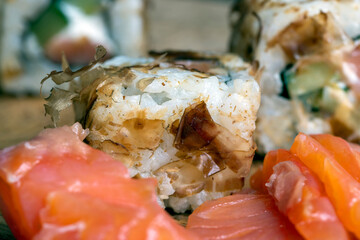 sushi with red salted fish and rice