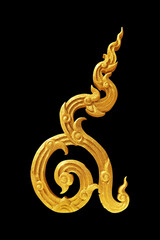 Traditional Thai alphabet number golden nine isolated on black background