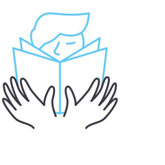 reading line icon, outline symbol, vector illustration, concept sign