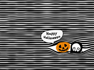 simple hand drawing black bold horizontal lines with peeking cartoon seamless pattern; ghost and jack o lantern halloween theme for background, texture, wallpaper, banner, label etc. vector design