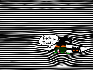 simple hand drawing black bold horizontal lines with peeking cartoon seamless pattern; witch and black cat halloween theme for background, texture, wallpaper, banner, label etc. vector design