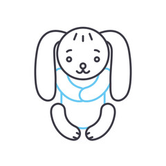 rabbit toy line icon, outline symbol, vector illustration, concept sign