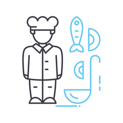 restaurant chef line icon, outline symbol, vector illustration, concept sign