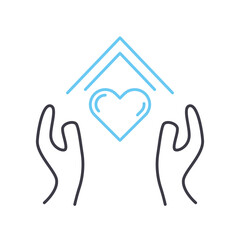 responsibility and caring line icon, outline symbol, vector illustration, concept sign