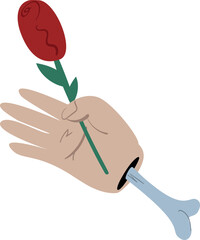 Rose flower in hand of zombies