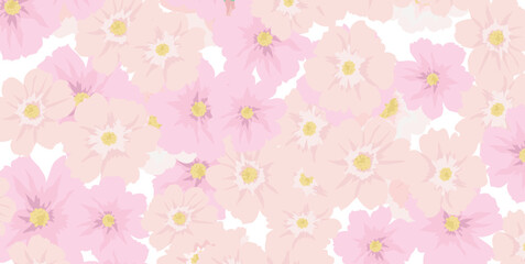 ピンクのコスモス 背景パターン イラスト 長方形 ベクターデザイン