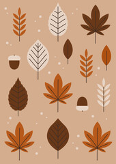 Fototapeta premium Vector illustration pattern of autumn leaves.