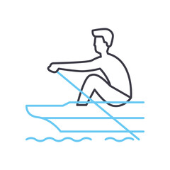 Fototapeta premium rowing training line icon, outline symbol, vector illustration, concept sign