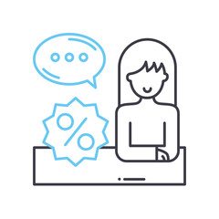 sale assistant line icon, outline symbol, vector illustration, concept sign