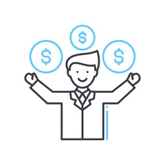 rich person line icon, outline symbol, vector illustration, concept sign